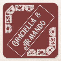 Pousa-vasos de Papel Minimalista Bordeaux para Cas