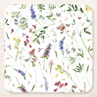 Porta-copo De Papel Quadrado Prados Escandinavos de Flores Selvagens