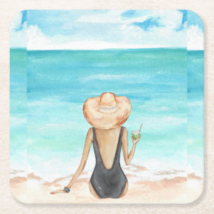 Porta-copo De Papel Quadrado praia