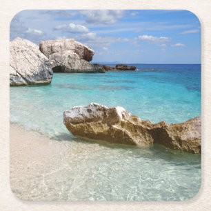 Porta-copo De Papel Quadrado Praia de Cala Mariolu, porta copos de Sardinia