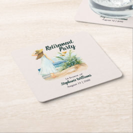 Porta-copo De Papel Quadrado Praias femininas e flores presas à reforma