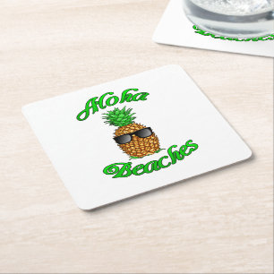 Porta-copo De Papel Quadrado Praias havaianas engraçadas do abacaxi Aloha