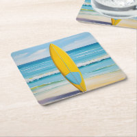 Prancha de surf azul e amarela na praia