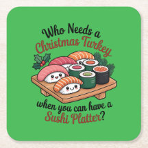 Prato de Sushi Natal Kawaii Divertido