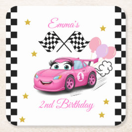 Porta-copo De Papel Quadrado Pratos de aniversário de corridas de meninas | Ráp