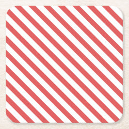 Porta-copo De Papel Quadrado Preppy Red & White Stripes - Porta copos