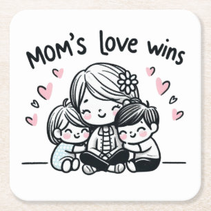 Porta-copo De Papel Quadrado Presente de dia de as mães Mãe Amor vence