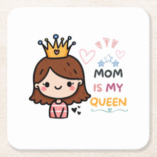 Porta-copo De Papel Quadrado Presente de dia de as mães Mamãe É Minha Rainha