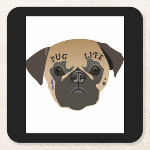 Porta-copo De Papel Quadrado Presente de Sobrinha Pug Life Cole Pug