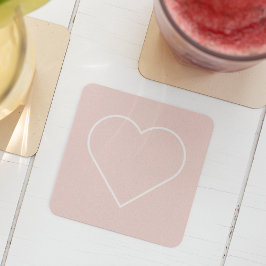 Porta-copo De Papel Quadrado Presente Moderno, Rosa e Coração Minimalista, Boni