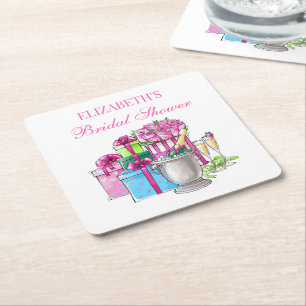 Porta-copo De Papel Quadrado Presentes de Champanhe Rosas Personalizados para C