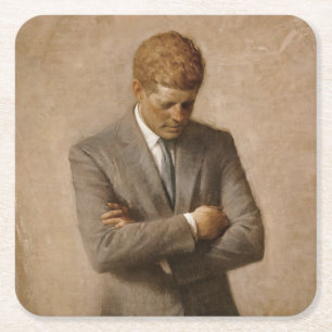 Porta-copo De Papel Quadrado Presidente Americano John Kennedy Retrato Pintado