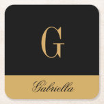 Porta-copo De Papel Quadrado Preto Dourado<br><div class="desc">Preto Dourado</div>