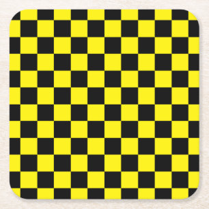 Porta-copo De Papel Quadrado Preto e amarelo Checkered