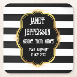 Porta-copo De Papel Quadrado Preto e Branco