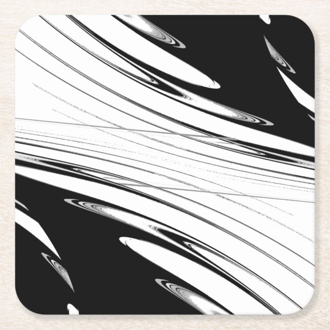 Porta-copo De Papel Quadrado Preto e Branco Moderno (Frente)