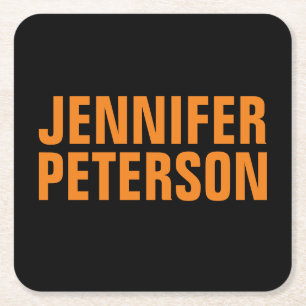 Porta-copo De Papel Quadrado Preto laranja moderno e minimalista profissional