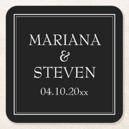 Porta-copo De Papel Quadrado Preto Minimalista Moderno