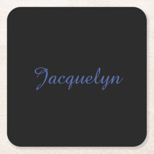 Porta-copo De Papel Quadrado Preto Neutro e Azul, Novo Nome Próprio Elegante