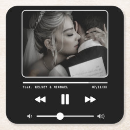 Porta-copo De Papel Quadrado Preto para Casamento do Player de Música MP3