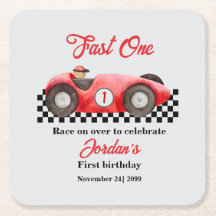 Primeiro Aniversário Carro de Corrida Vermelho Ráp