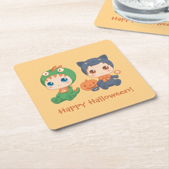 Porta-copo De Papel Quadrado Primeiros Bebês do Halloween Figurino de Dragão Ne (Inclinado)