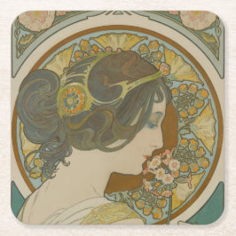 Porta-copo De Papel Quadrado Primrose por Alphonse Mucha