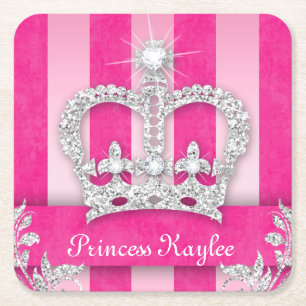 Porta-copo De Papel Quadrado Princesa Crown Doce 16 Porta copos de Cinceanera S