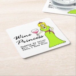 Porta-copo De Papel Quadrado Princesa do vinho "um dia meu príncipe Vinda "