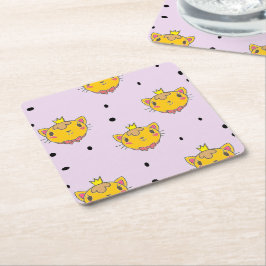 Porta-copo De Papel Quadrado Princesa gatinha em roxo