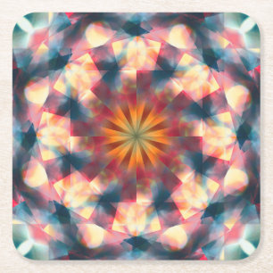 Porta-copo De Papel Quadrado Prismático Caleidoscópico Psicodélico Mandala