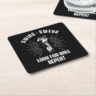 Porta-copo De Papel Quadrado Procure por Golf Nerd Vintage Golfing Repetit