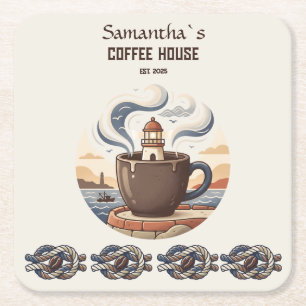 Porta-copo De Papel Quadrado Produtos Personalizados de Café Costeiro Vintage