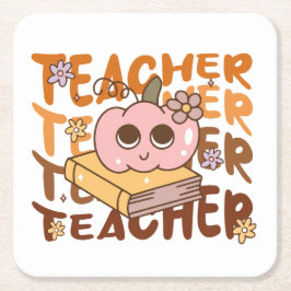 Porta-copo De Papel Quadrado Professor Retro Bonito Pumpkin Halloween