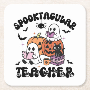 Porta-copo De Papel Quadrado Professor Spooktacular Retro Halloween Ghost