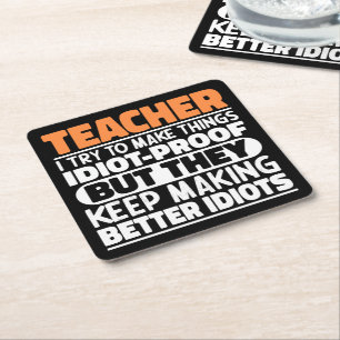 Porta-copo De Papel Quadrado Professor, Tento Engraçado Dizer Ensino