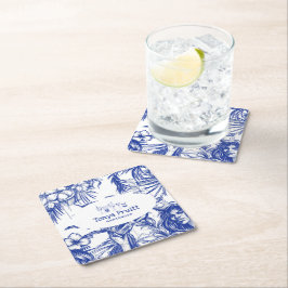 Porta-copo De Papel Quadrado Profissional de barman | Azul esboço