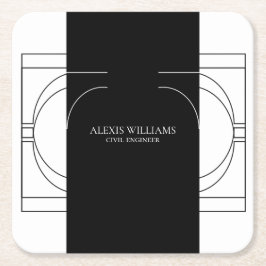 Porta-copo De Papel Quadrado Profissional Elegante Moderno e Minimalista Geomét