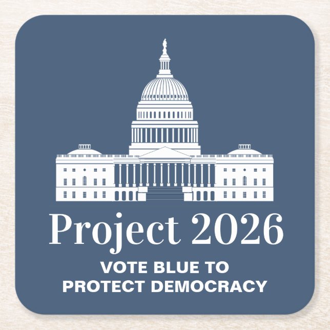 Porta-copo De Papel Quadrado Projeto 2026 Voto pela Democracia (Frente)