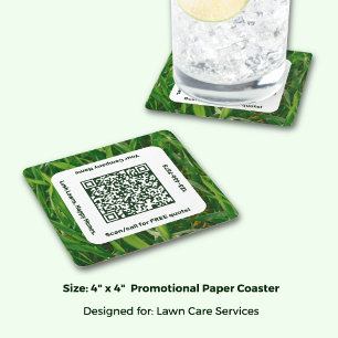 Porta-copo De Papel Quadrado Promocional Lawn Care Service Green