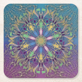 Porta-copo De Papel Quadrado Protetor de copo de papel Mandala Colorido