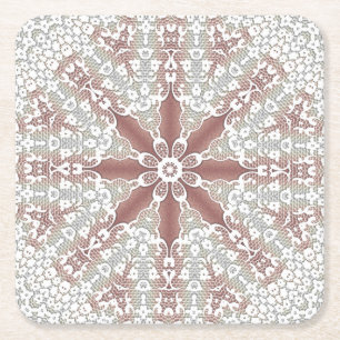 Porta-copo De Papel Quadrado Protetor de papel floral de renda branca elegante