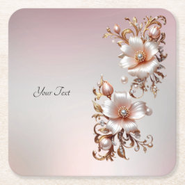 Porta-copo De Papel Quadrado Protetor de Papel Floral Rosa Decorativo