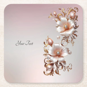 Porta-copo De Papel Quadrado Protetor de Papel Floral Rosa Decorativo