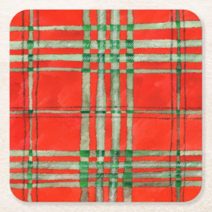 PORTA-COPO DE PAPEL QUADRADO PROTETOR DE PAPEL QUADRADO XADREZ VERMELHO SCOTT
