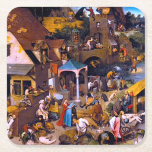 Porta-copo De Papel Quadrado Provérbios Países Baixos, Pieter Bruegel, o Velho
