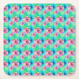 Porta-copo De Papel Quadrado Psicodélico Art Nouveau Padrão Floral de Aquarela