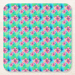Porta-copo De Papel Quadrado Psicodélico Art Nouveau Padrão Floral de Aquarela