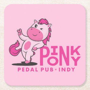 Porta-copo De Papel Quadrado Pub Pôr do Pedal Rosa - Porta copos Rosa