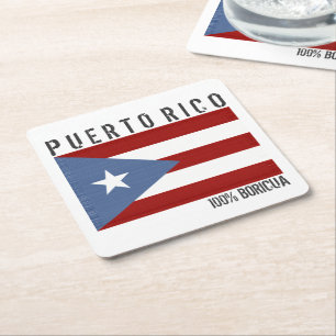 Porta-copo De Papel Quadrado Puerto Rico Boricua